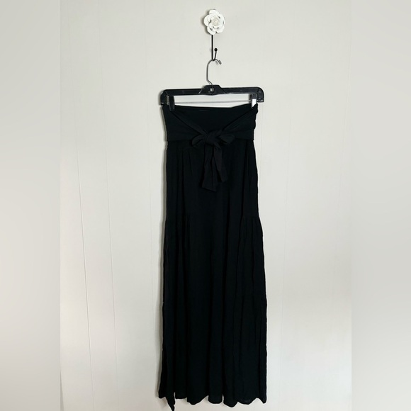 Oliviacious black tie front wide leg pull on gauze cotton pants size SM new - Picture 1 of 4